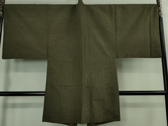 平和屋本店■極上　男性　紬　アンサンブル　キングサイズ　長羽織・髭紬　千歳茶色　逸品　DZAB2755kh6