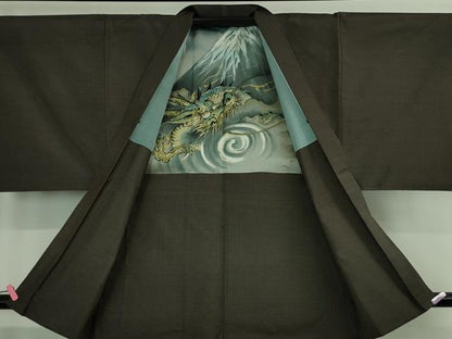 平和屋着物●極上　男性　本場大島紬　アンサンブル　100亀甲　総詰め　羽裏・龍　逸品　DZAB2756kh6