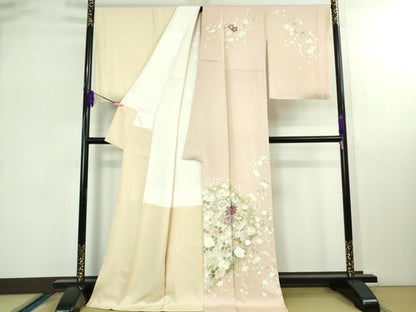 平和屋本店●極上　訪問着・長襦袢(無双仕立て)セット　刺繍　枝垂れ桜花文　暈し染め　金彩　ロング丈　逸品　DZAB2762kh6