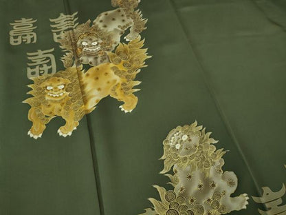 平和屋本店●極上　色留袖　駒刺繍　唐獅子　仙斉茶色地　金彩　逸品　DZAB2763kh6