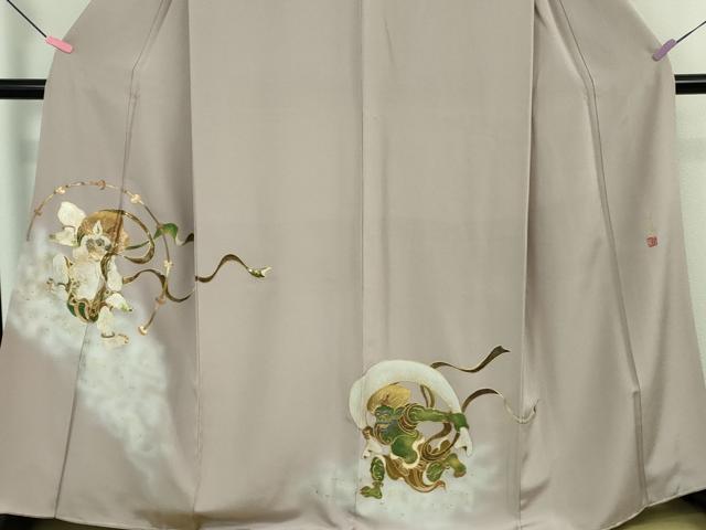 平和屋本店●極上　島田えり茂　色留袖　螺鈿　風神雷神　薄葡萄色地　暈し染め　金銀彩　逸品　DZAB2764kh6