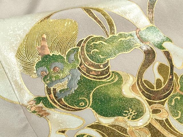平和屋本店●極上　島田えり茂　色留袖　螺鈿　風神雷神　薄葡萄色地　暈し染め　金銀彩　逸品　DZAB2764kh6