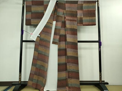 平和屋着物▽極上 BANKANわものや 京都工芸美術作家:横山 喜八郎 染の喜八郎 小紋 お召地 単衣 唐草地紋 たとう紙付き 逸品 DZAB2767kh6