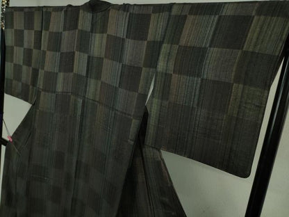 平和屋着物●極上　BANKANわものや　紬　市松文様　たとう紙付き　逸品　DZAB2768kh6