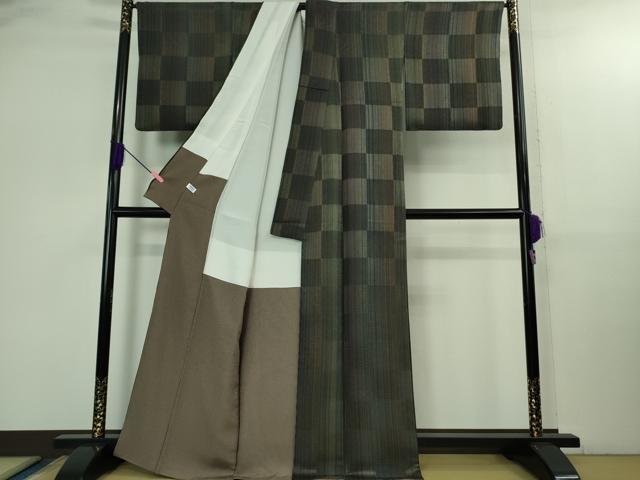 平和屋着物●極上　BANKANわものや　紬　市松文様　たとう紙付き　逸品　DZAB2768kh6