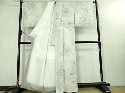 平和屋本店●極上　越後染印傳　日本産本漆　小紋　水国織物謹製　月下美人　たとう紙・証紙付き　逸品　未使用　DZAB2769kh6