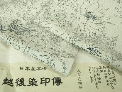 平和屋本店●極上　越後染印傳　日本産本漆　小紋　水国織物謹製　月下美人　たとう紙・証紙付き　逸品　未使用　DZAB2769kh6