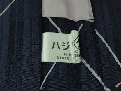 平和屋着物＃極上　長羽織　斜線文　濃い紺地　反端付き　逸品　DZAB2771kh6