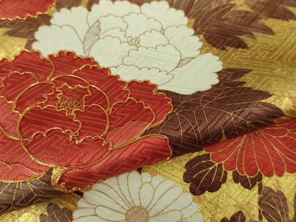 平和屋本店●極上　振袖　駒刺繍　絞り　霞吉祥花松文　蝉色地　金彩　逸品　DZAB2776kh6