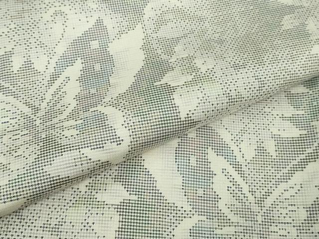 平和屋本店●極上　本場大島紬　白大島　名匠たかし　しろたえ紬　9マルキ　舞蝶草葉文　証紙付き　逸品　未使用　DZAB2783kh6
