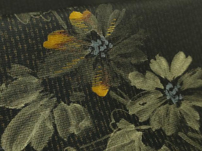 平和屋着物●極上　本場染大島紬　訪問着　手描き　枝花文　黒地　逸品　DZAB2786kh6