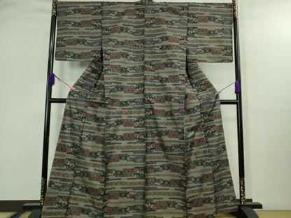 平和屋着物●極上　本場大島紬　9マルキ　エ霞花文　逸品　未使用　DZAB2788kh6