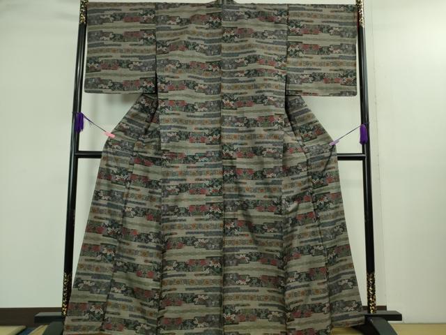 平和屋着物●極上　本場大島紬　9マルキ　エ霞花文　逸品　未使用　DZAB2788kh6