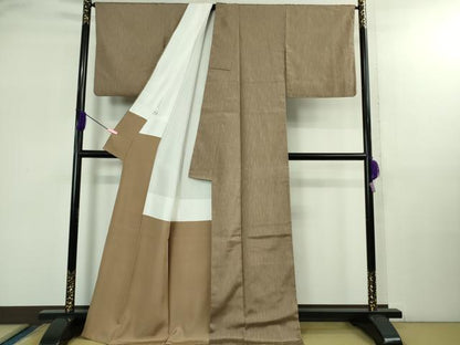 平和屋着物●極上　竹節紋　小紋　お召地　反端付き　逸品　DZAB2793kh6