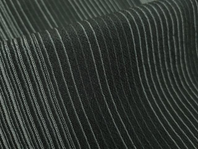 平和屋本店▽極上 本塩沢 やまだ織 単衣 縞 須藤麻紀作 黒地 証紙付き 逸品 DZAB2794kh6