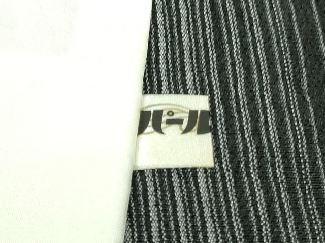 平和屋本店▽極上 本塩沢 やまだ織 単衣 縞 須藤麻紀作 黒地 証紙付き 逸品 DZAB2794kh6