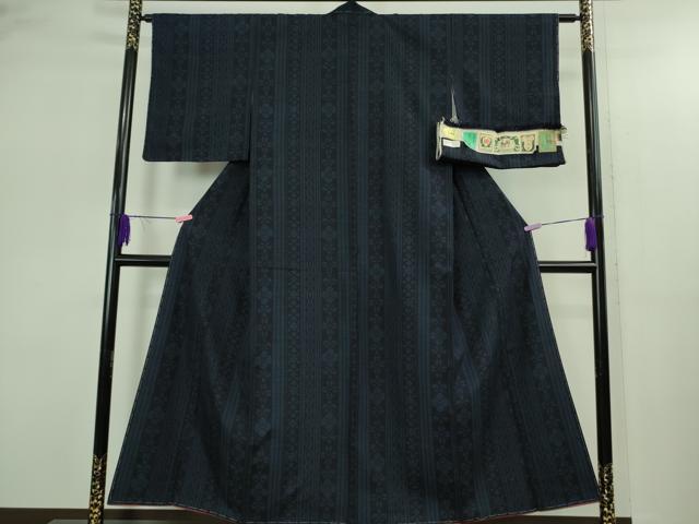 平和屋着物●極上　結城紬　奥順謹製　はたおり娘　手緒里　80亀甲　花間道　証紙付き　逸品　未使用　DZAB2801kh6