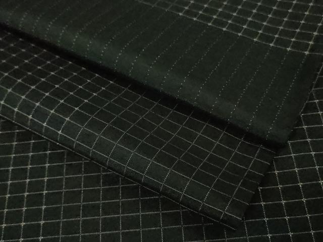 平和屋着物▽極上 紬 単衣 変わり市松 黒地 逸品 DZAB2806kh6