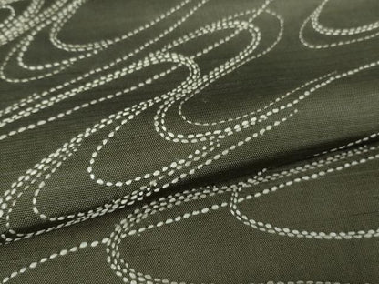 平和屋着物●極上　訪問着　刺し子　総刺繍　白山紬　流水文　藍海松茶色地　暈し染め　逸品　未使用　DZAB2812kh6