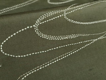 平和屋着物●極上　訪問着　刺し子　総刺繍　白山紬　流水文　藍海松茶色地　暈し染め　逸品　未使用　DZAB2812kh6