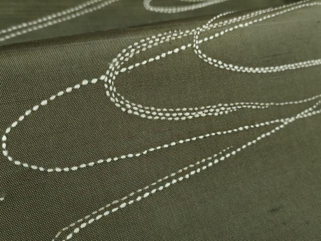平和屋着物●極上　訪問着　刺し子　総刺繍　白山紬　流水文　藍海松茶色地　暈し染め　逸品　未使用　DZAB2812kh6