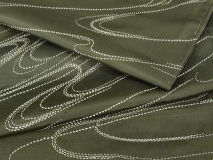 平和屋着物●極上　訪問着　刺し子　総刺繍　白山紬　流水文　藍海松茶色地　暈し染め　逸品　未使用　DZAB2812kh6
