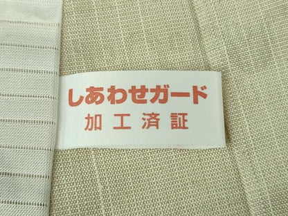 平和屋着物▽極上 野蚕糸 クリキュラ 訪問着 紬 単衣 更紗横段文 証紙付き 逸品 未使用 DZAB2814kh6