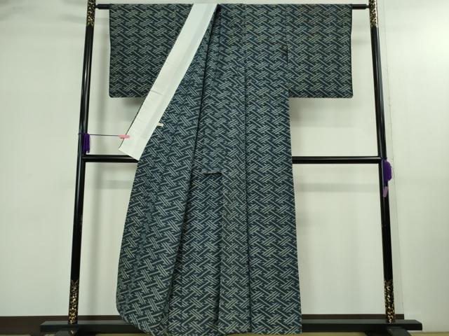 平和屋着物●極上 弓浜絣 単衣 綿 手織 村上絣織物謹製 染の近江 証紙付き 逸品 DZAB2818kh6