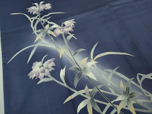 平和屋着物▽極上　本加賀友禅作家　袖野久美子　訪問着　単衣　加賀紬　クロユリ　証紙付き　逸品　DZAB2825kh6