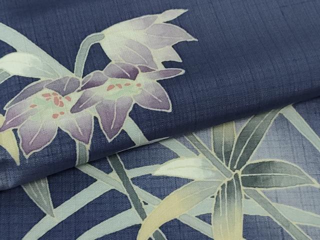 平和屋着物▽極上　本加賀友禅作家　袖野久美子　訪問着　単衣　加賀紬　クロユリ　証紙付き　逸品　DZAB2825kh6