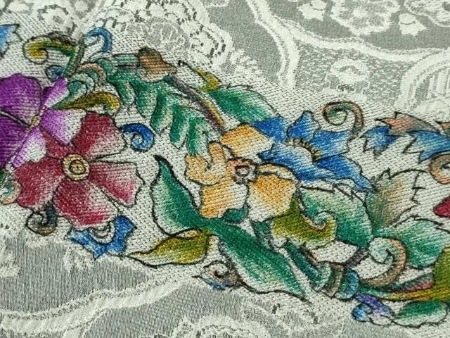 【天目織】　山岡古都　薬墨染天目織　檜垣文調に格上に見える吉祥文様の柄 天目織】 山岡古都 薬墨染天目織 檜垣文調に格上に見える