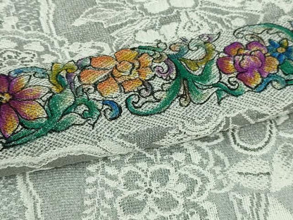 平和屋本店●極上　山岡古都・古都染人　染織美術品　薬墨染　天目織　お召　訪問着　草花文　逸品　未使用　DZAB2827kh6