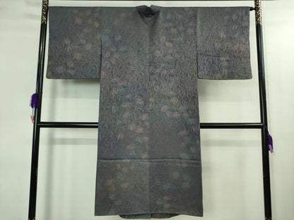 平和屋着物＃極上　道中着　ロング丈　作家物　お召地　葉尽くし　暈し染め　逸品　DZAB2830kh6