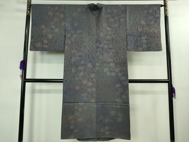 平和屋着物＃極上　道中着　ロング丈　作家物　お召地　葉尽くし　暈し染め　逸品　DZAB2830kh6
