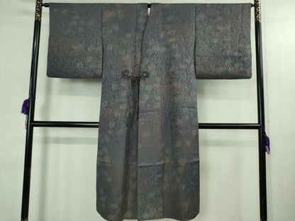 平和屋着物＃極上　道中着　ロング丈　作家物　お召地　葉尽くし　暈し染め　逸品　DZAB2830kh6