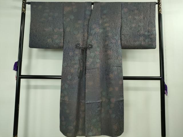 平和屋着物＃極上　道中着　ロング丈　作家物　お召地　葉尽くし　暈し染め　逸品　DZAB2830kh6