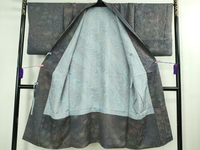 平和屋着物＃極上　道中着　ロング丈　作家物　お召地　葉尽くし　暈し染め　逸品　DZAB2830kh6