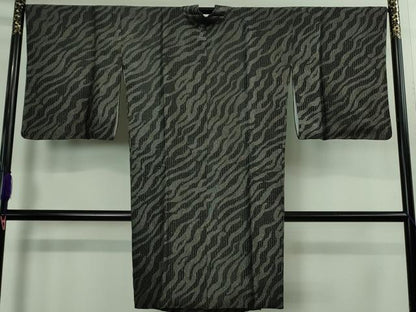 平和屋着物＃極上　道中着　ロング丈　霞文　銀糸　銀通し地　逸品　DZAB2831kh6
