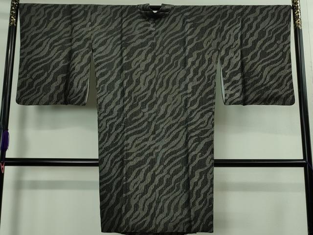 平和屋着物＃極上　道中着　ロング丈　霞文　銀糸　銀通し地　逸品　DZAB2831kh6