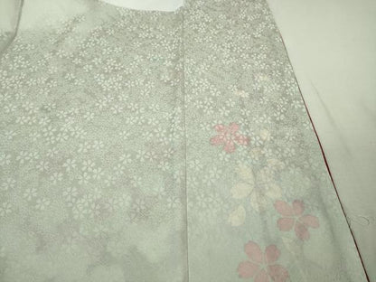 平和屋着物●極上　越後十日町の一流染匠　桐屋・翠山工房　振袖　辻が花　枝垂れ花　暈し染め　金彩　銀通し地　逸品　DZAB2835kh6