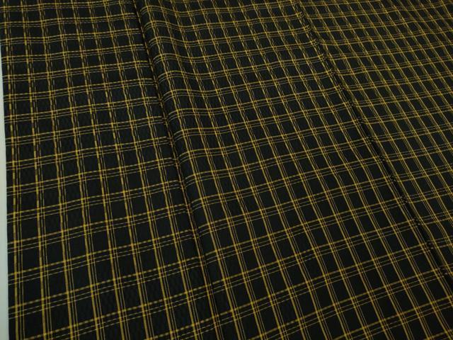平和屋本店●極上　本場黄八丈　黒八丈　市松綾織　紬　格子　逸品　DZAB2837kh6