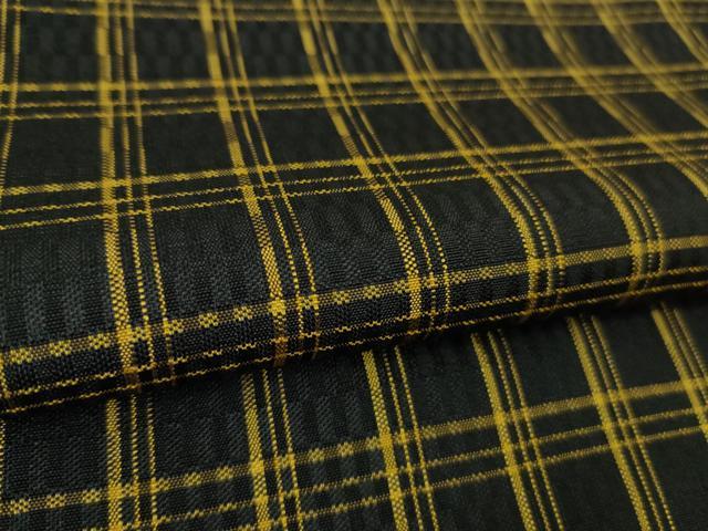 平和屋本店●極上　本場黄八丈　黒八丈　市松綾織　紬　格子　逸品　DZAB2837kh6