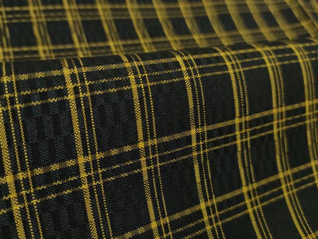 平和屋本店●極上　本場黄八丈　黒八丈　市松綾織　紬　格子　逸品　DZAB2837kh6