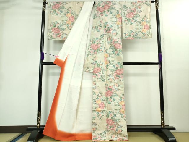 平和屋本店●極上　都喜ヱ門　本場大島紬　7マルキ　草花文　藤絹織物謹製　反端付き　逸品　未使用　DZAB2838kh6
