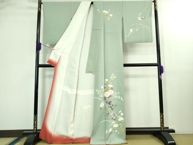 平和屋本店○極上 京加賀友禅 百貫石峰 訪問着 枝花