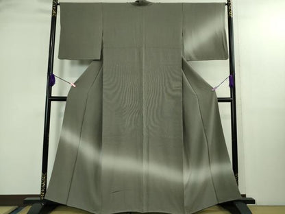 平和屋着物●極上　江戸小紋　訪問着　万筋　黒橡色×灰青色　暈し染め　逸品　DZAB2843kh6