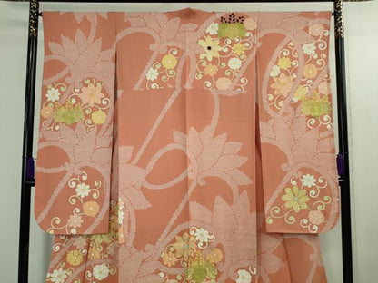 平和屋本店●極上　創業460年・千總　振袖　駒刺繍　桐花文　甚三紅色地　金彩　逸品　DZAB2848kh6