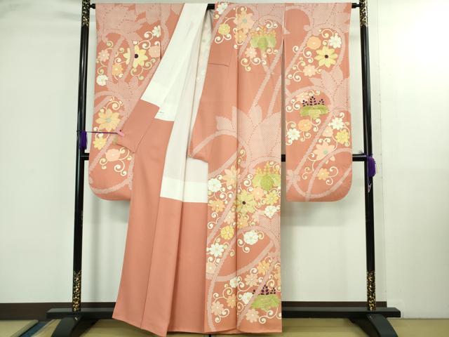 平和屋本店●極上　創業460年・千總　振袖　駒刺繍　桐花文　甚三紅色地　金彩　逸品　DZAB2848kh6