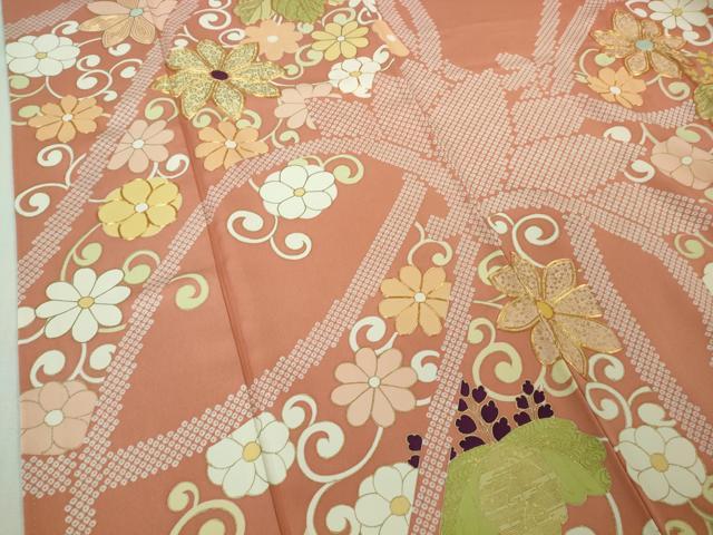 平和屋本店●極上　創業460年・千總　振袖　駒刺繍　桐花文　甚三紅色地　金彩　逸品　DZAB2848kh6