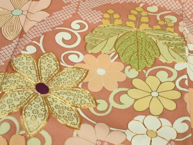 平和屋本店●極上　創業460年・千總　振袖　駒刺繍　桐花文　甚三紅色地　金彩　逸品　DZAB2848kh6